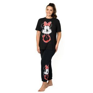 Minnie Mouse Leaning T-Shirt Black & Jogger Pants Disney Pajama Set Womens Plus